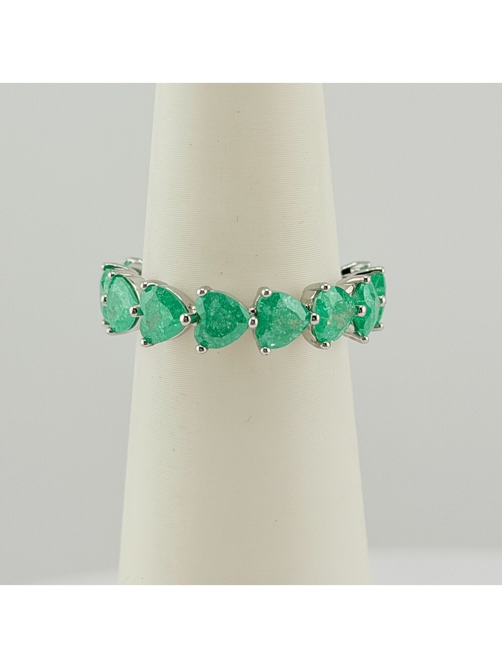 Bomb Party Ring Sz 10 "How Do You Like Me Now?" Teal Ice Crystal HEARTS Band